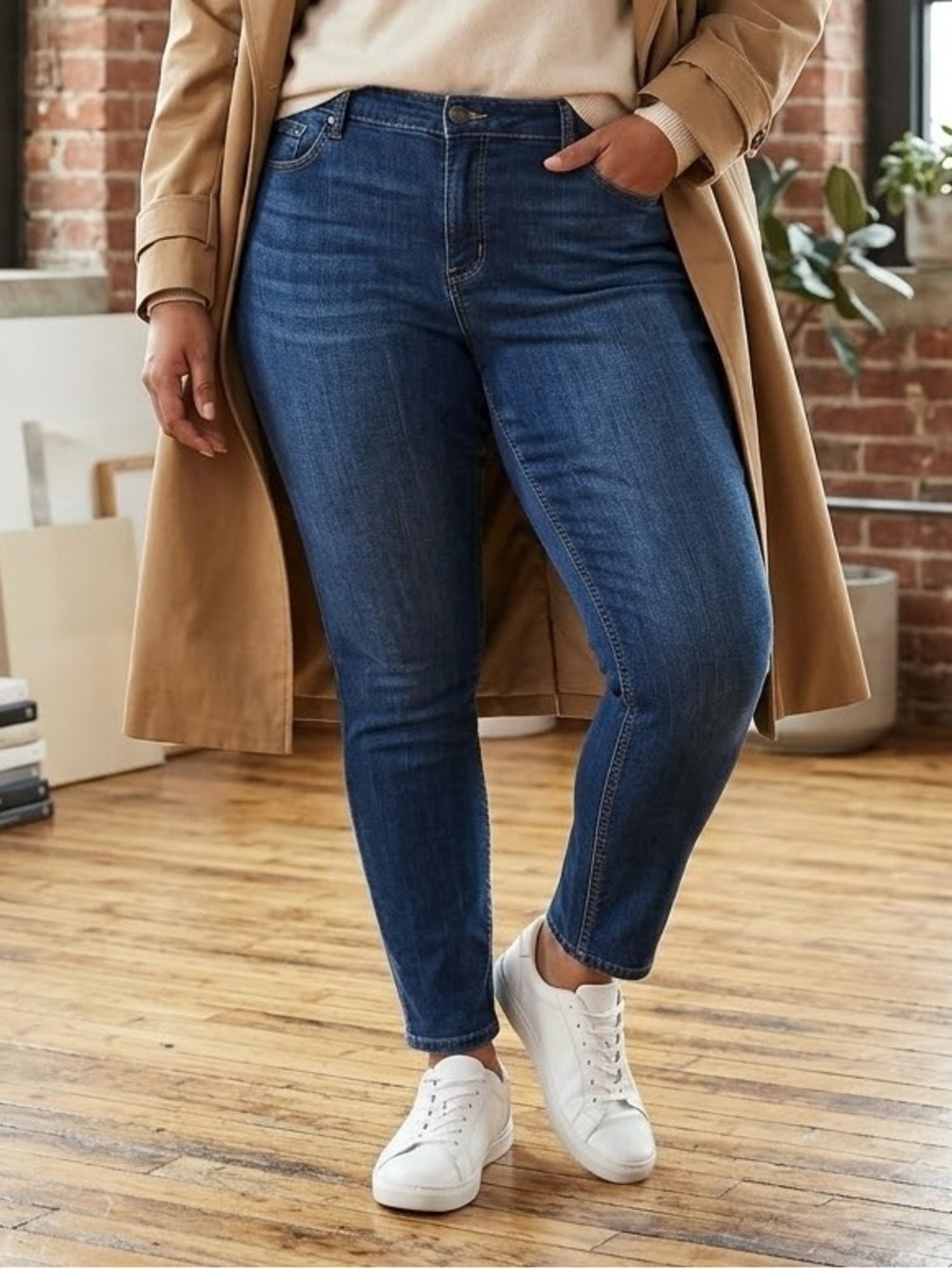 Women's Classic Dark Blue Denim Jeans